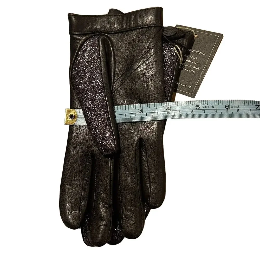 Rag & Bone Gloves Lamb Leather Black Chevron Quilted Driving Size 7.5 NWT